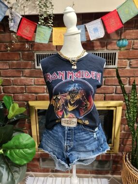 Iron Maiden World Tour 1992-93 Cropped Graphic Band Tee Black Size S